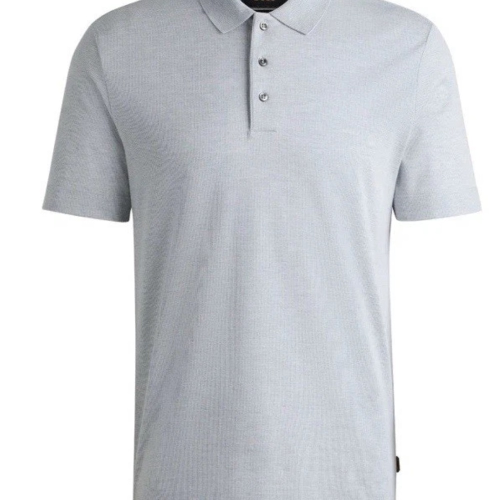Boss Light Gray Polo Shirt cotton /Silk